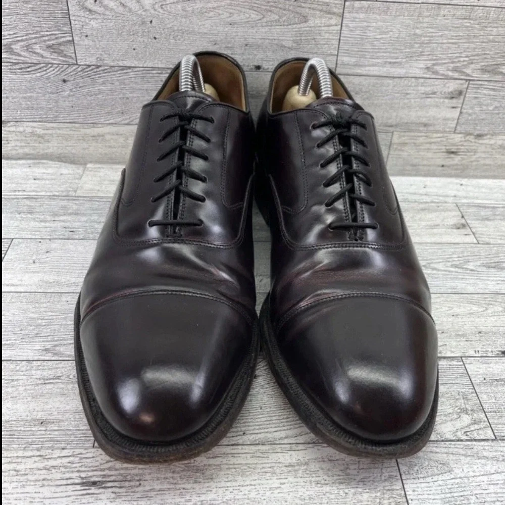 Johnston Murphy Oxblood Leather Cap Toe Dress Shoes 22-02985 Men Size 10D - Picture 2 of 8